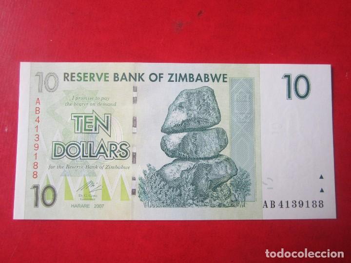 Billetes extranjeros: Zimbabwe. billete de 10 dollar. 2007 - Foto 1