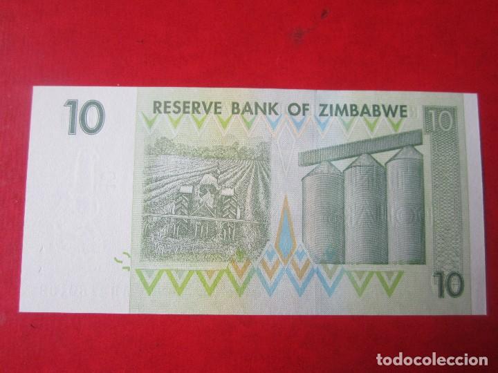 Billetes extranjeros: Zimbabwe. billete de 10 dollar. 2007 - Foto 2