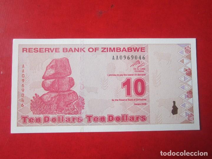 Billetes extranjeros: Zimbabwe. billete de 10 dollar. 2009 - Foto 1