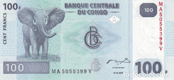 Billetes extranjeros: Congo 100 francs 2007 pick 98.a SIN CIRCULAR - Foto 1