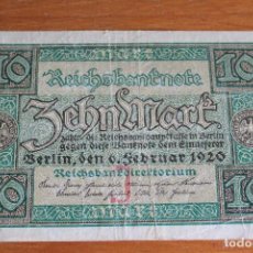 Billetes extranjeros: BILLETE ALEMAN DE 1920, 10 MARK GERMANY