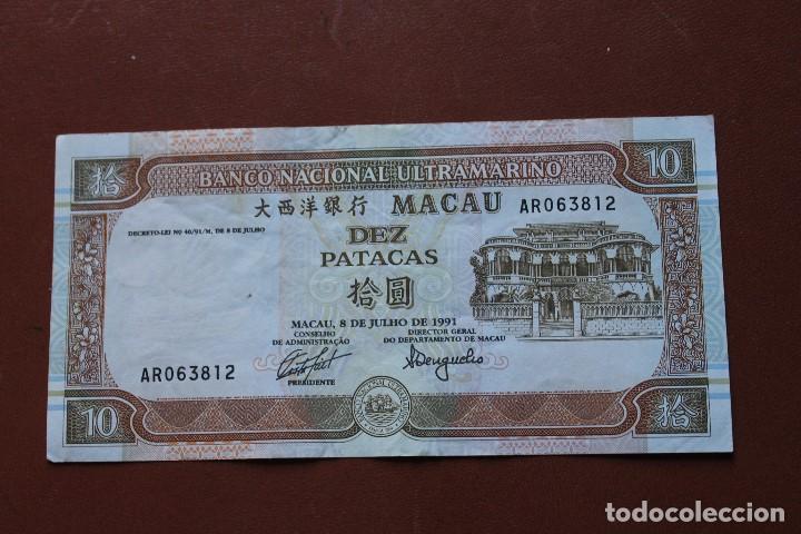Billetes extranjeros: MACAU 10 PATACAS 1991 - Foto 1