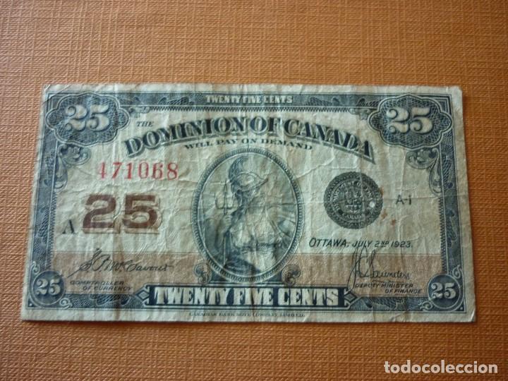 Billetes extranjeros: CANADA, 25 CENTS 1923 - Foto 1