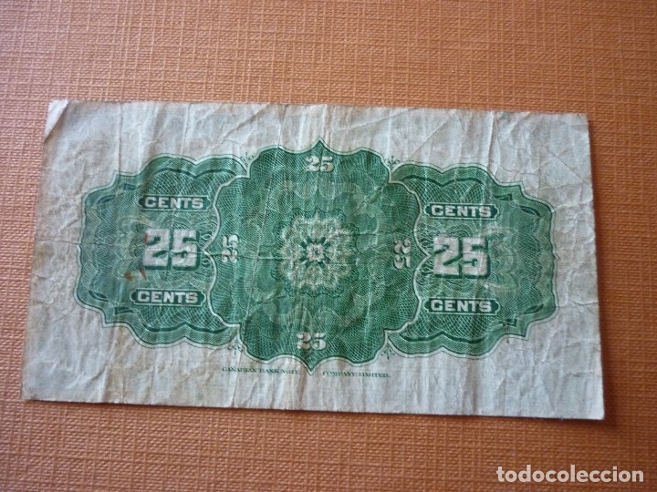 Billetes extranjeros: CANADA, 25 CENTS 1923 - Foto 2