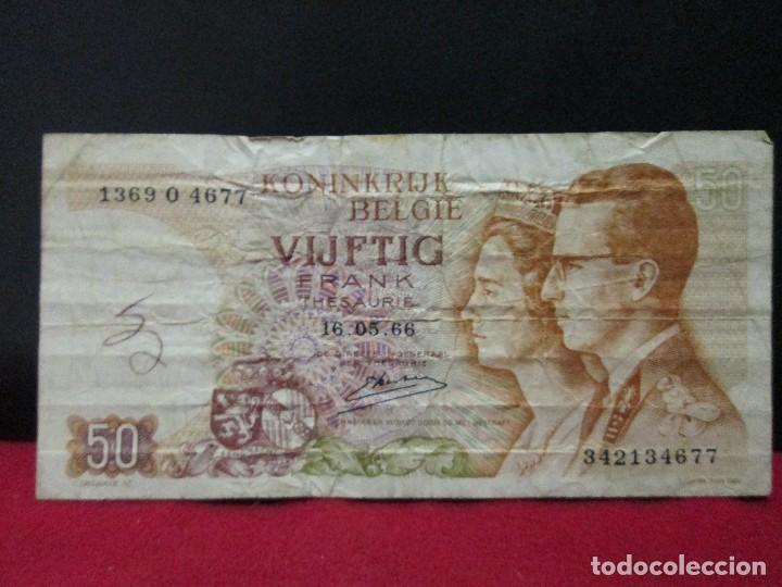 Billetes extranjeros: 50 FRANCOS 1966 BELGICA REGULAR CONSERVACION
