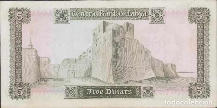 Billetes extranjeros: BILLETES - LIBYA - 5 DINAR (1972)  - PICK-36B (MBC+) - Foto 2