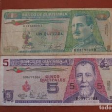 Billetes extranjeros: GUATEMALA. LOTE 2 BILLETES. UN QUETZAL Y CINCO QUETZALES. Lote 122219435