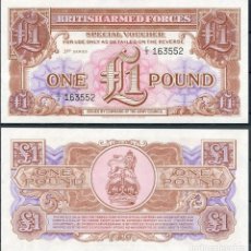 Billetes extranjeros: GRAN BRETAÑA GREAT BRITISH FUERZAS ARMADAS 1 LIBRA POUND 1956 PICK M29 SC / UNC. Lote 123486275