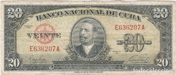 Billetes extranjeros: Cuba 20 pesos 1949 pick 80a - Foto 1
