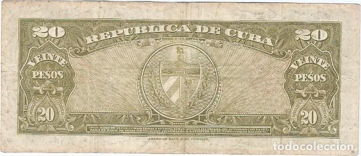 Billetes extranjeros: Cuba 20 pesos 1949 pick 80a - Foto 2