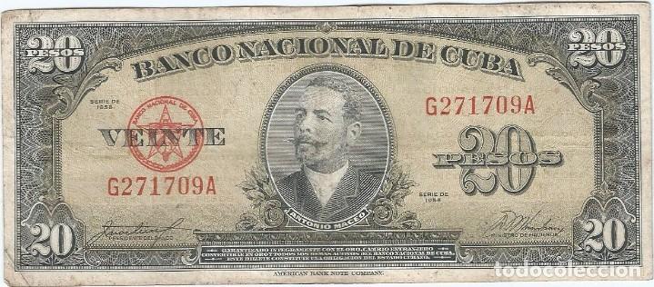 Billetes extranjeros: Cuba 20 pesos 1958 pick 80b - Foto 1