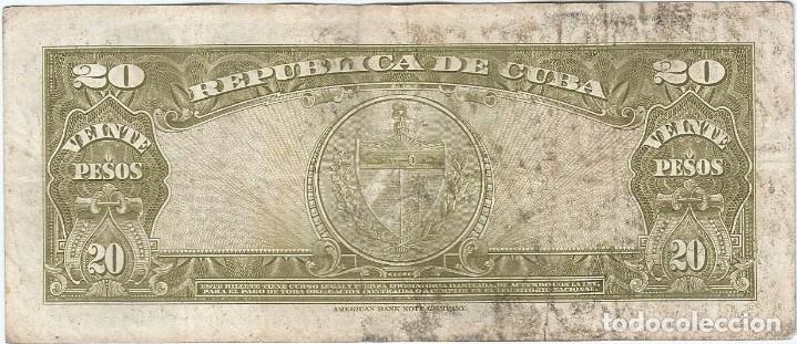 Billetes extranjeros: Cuba 20 pesos 1958 pick 80b - Foto 2