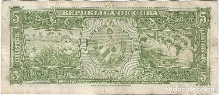 Billetes extranjeros: Cuba 5 pesos 1958 pick 91a - Foto 2