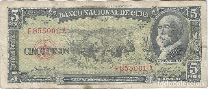 Billetes extranjeros: Cuba 5 pesos 1958 pick 91a - Foto 1