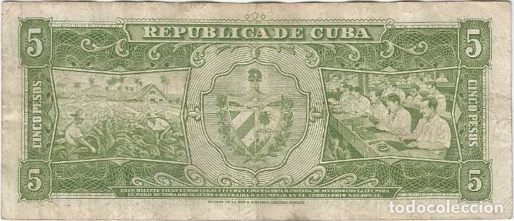 Billetes extranjeros: Cuba 5 pesos 1958 pick 91a - Foto 2