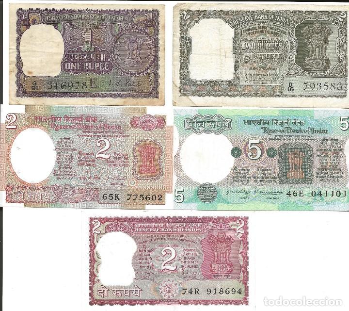 Billetes extranjeros: LOTE 5 BILLETES INDIA - Foto 1