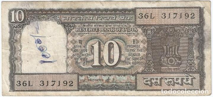 Billetes extranjeros: India 10 rupees 1997 pick 60Ac - Foto 1
