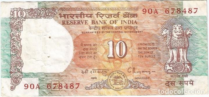Billetes extranjeros: India 10 rupees 1992 pick 88g - Foto 1