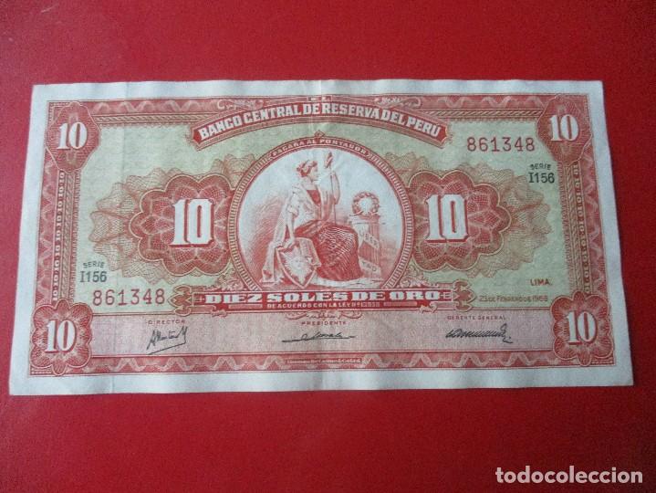 Billetes extranjeros: Peru. billete de 10 soles. 1968 - Foto 1