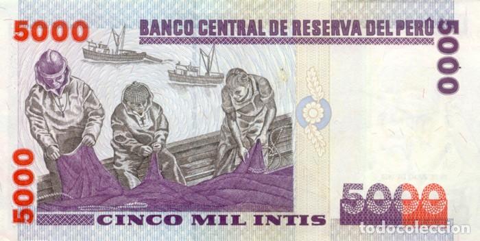 Billetes extranjeros: 5000 INTIS, 28 DE JUNIO DE 1988, IMPRESOR IPS, PERU, SIN CIRCULAR UNC - Foto 2