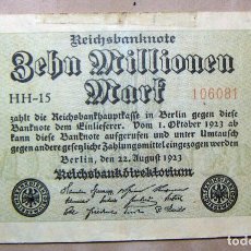 Billetes extranjeros: BILLETE DE ALEMANIA 10 MILLONES DE MARCOS BERLIN 22 AGOSTO 1923. Lote 137786818
