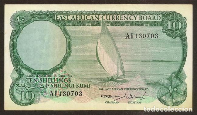 Billetes extranjeros: AFRICA ORIENTAL BRITANICA. 10 shillings (1964). Pick 46. - Foto 1 - 142359002