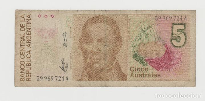 Billetes extranjeros: ARGENTINA- 5 AUSTRALES - Foto 1
