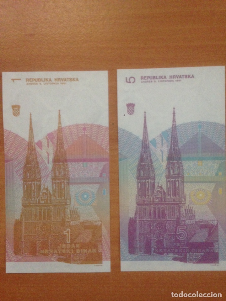Billetes extranjeros: BILLETES DE CROACIA 5 Y 1 - Foto 2