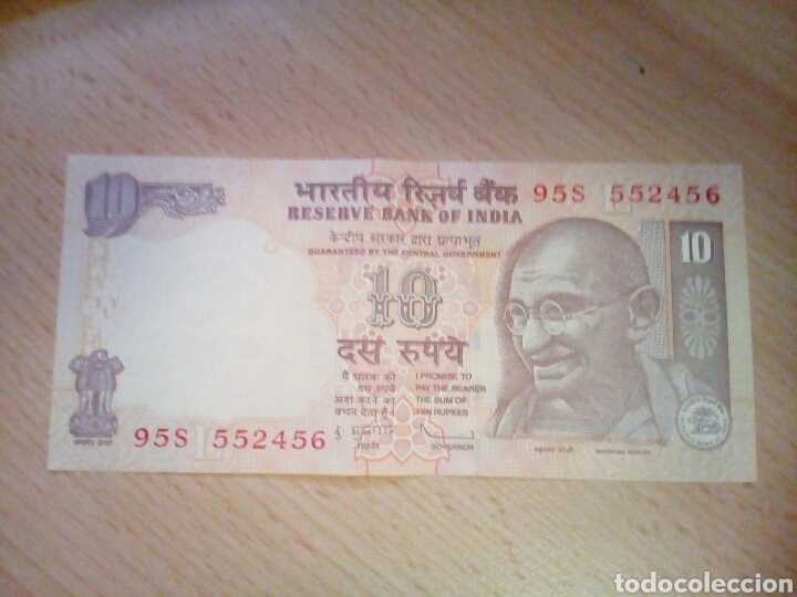 Billetes extranjeros: Billete 10 Rupias India - Foto 1