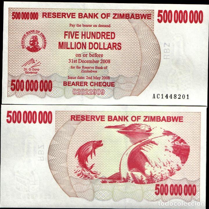 UNC 2008 Zimbabwe 500 million 500,000,000 P-60 