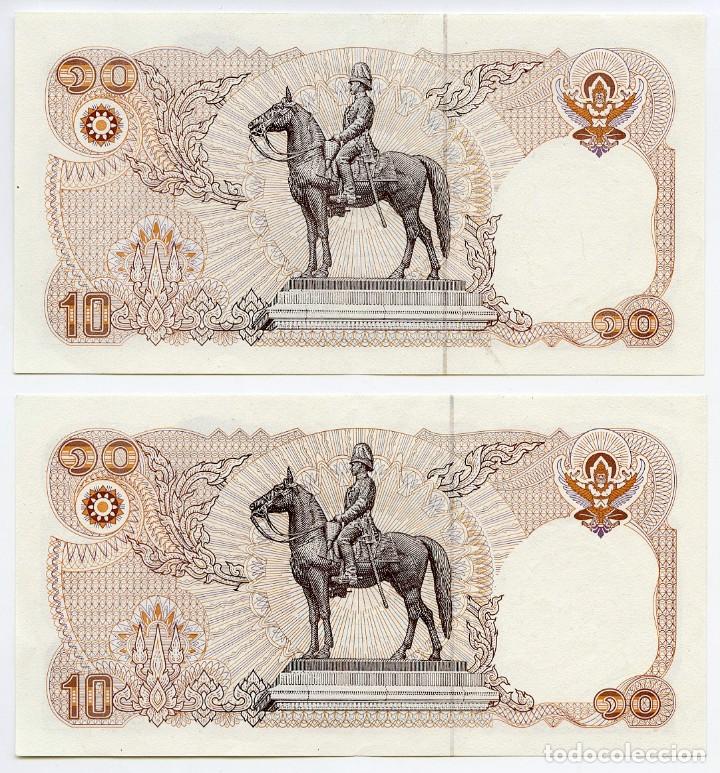 Billetes extranjeros: Tailandia: 2 billetes sin circular de 10 baht - Foto 2