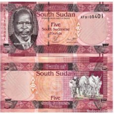 Notas Internacionais: SOUTH SUDAN 5 POUNDS ND 2011-2016 P-6 UNC. Lote 337528543