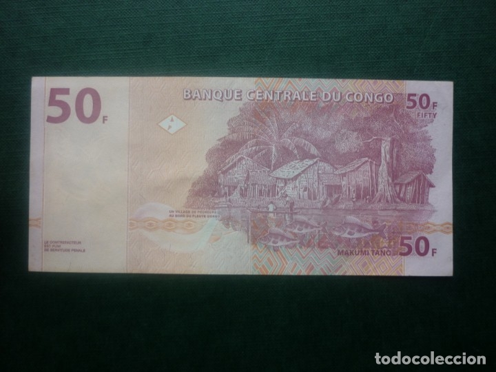 Billetes extranjeros: CONGO - 50 FRANCOS 04.1.2000 KA3198304A EBC- - Foto 2