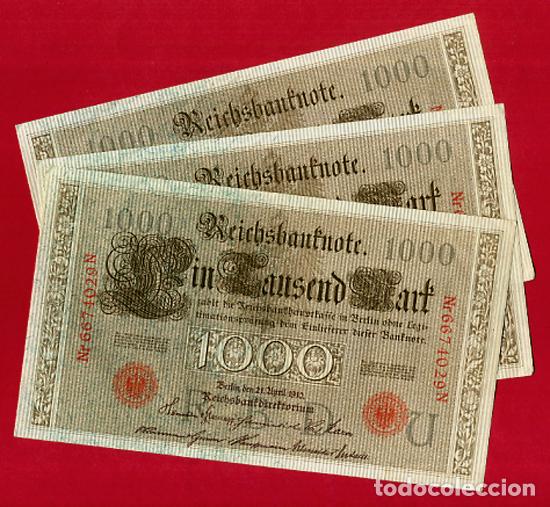 Banconote internazionali: 1 BILLETE ALEMANIA , 1000 MARCOS ALEMANES SELLO ROJO , 1910 , SIN CIRCULAR , EBC , ORIGINAL