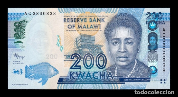 Billetes extranjeros: Malawi 200 Kwacha 2012 Pick 60a Sc Unc - Foto 1