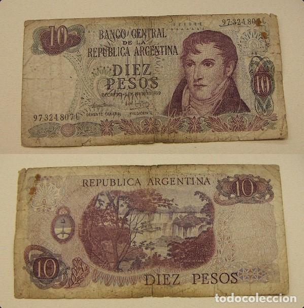 Billetes extranjeros: BILLETE DE ARGENTINA 10 PESOS CIRCULADO - Foto 1