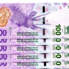 Billetes extranjeros: ARGENTINA 100 PESOS ND(2018) P-NEW UNC LOT 5 PCS