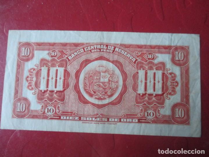 Billetes extranjeros: Peru. billete de 10 soles 1965 - Foto 2