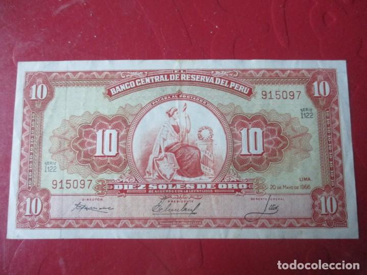 Billetes extranjeros: Peru. billete de 10 soles 1966 - Foto 1