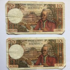 Billetes extranjeros: LOTE 2 BILLETES DE 10 FRANCOS: FRANCIA (1967) ¡COLECCIONISTA! ¡ORIGINALES!. Lote 160847330