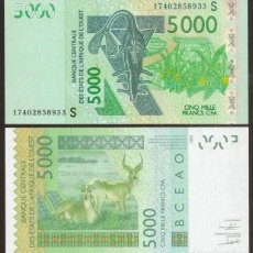 Billetes extranjeros: ESTADOS DE AFRICA OCCIDENTAL. GUINEA - BISSAU (LETRA S). 5000 FRANCOS (20)17. S/C.