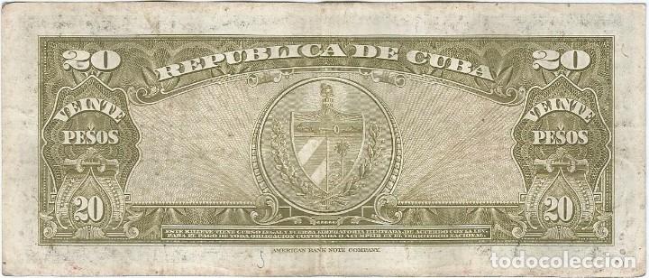 Billetes extranjeros: Cuba 20 pesos 1949 pk 80 a - Foto 2