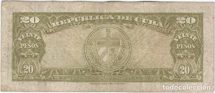 Billetes extranjeros: Cuba 20 pesos 1949 pk 80 a - Foto 2