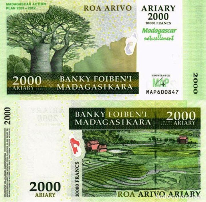 Billetes extranjeros: Madagascar, 2000 Ariary, 2007, P93, Commemorative Banknote, UNC - Foto 1