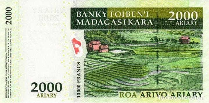 Billetes extranjeros: Madagascar, 2000 Ariary, 2007, P93, Commemorative Banknote, UNC - Foto 2