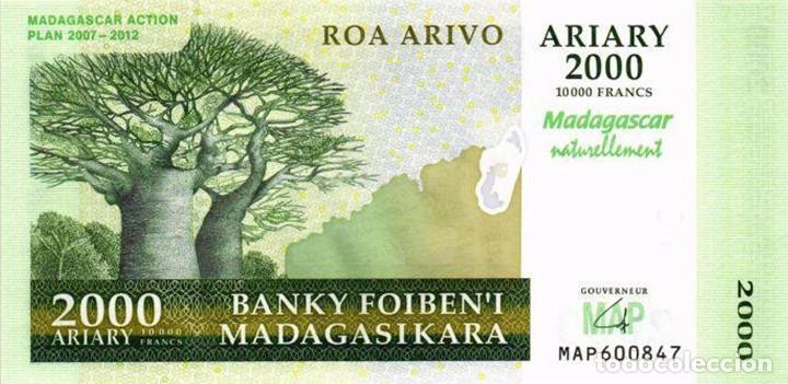 Billetes extranjeros: Madagascar, 2000 Ariary, 2007, P93, Commemorative Banknote, UNC - Foto 3
