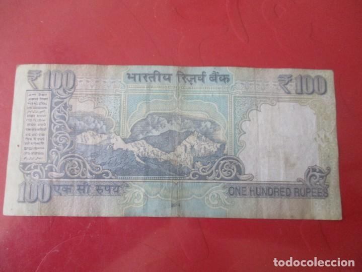Billetes extranjeros: India. billete de 100 rupias. 2014 - Foto 2