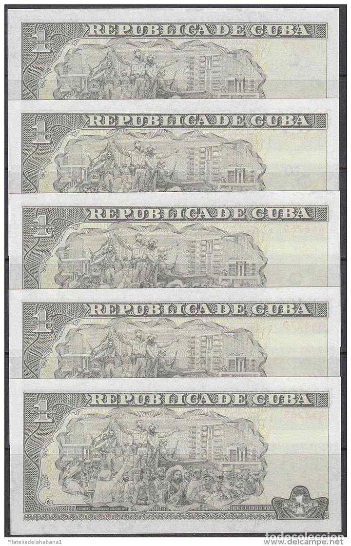 Billetes extranjeros: 2004-BK-111 CUBA 2004. 1$. JOSE MARTI. 5 CONSECUTIVE UNC. - Foto 3