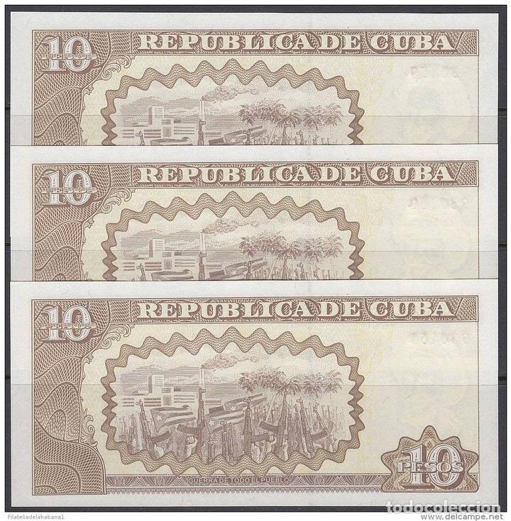 Billetes extranjeros: 2007-BK-113 CUBA 2007. 10$. MAXIMO GOMEZ. 3 CONSECUTIVE UNC. - Foto 3