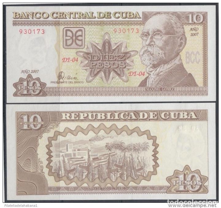 Billetes extranjeros: 2007-BK-101 CUBA 2007. 10$ MAXIMO GOMEZ. UNC. - Foto 1